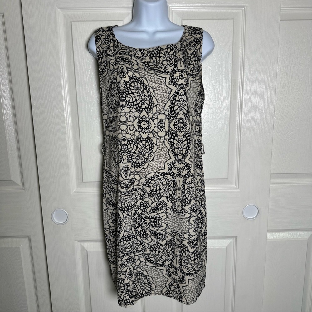 Veronica M Women's XS Sleeveless Dress Black Tan Paisley Print Sundress XSmall